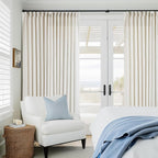 Extra Wide Pinch Pleat Curtains 96 Inches Long for Patio Sliding Glass Door Cream Linen 100 Inch Wide Curtain Memory Trained Pleated Drapes with Hooks Rings Semi Sheer 100x96 Curtain for Large Window