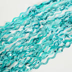 4 Pack 3.3 ft x 6.6 ft Wavy Aqua Teal Blue Tinsel Foil Fringe Curtains Backdrop - Wave Metallic Foil Curtains for Wedding Girl Princess Bachelorette Euphoria Theme Party Decoration