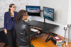 Rocelco 38" Large Height Adjustable Standing Desk Converter - Quick Sit Stand Up Dual Monitor Riser - Gas Spring Assist Tabletop Computer Workstation - Retractable Keyboard Tray - Black (R DADRB-38)