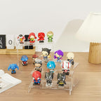 Black Matte Metal Display Stand,8 Pcs 2 Set Display Risers, Metal Rectangular Display Shelf for Showcase, Dessert, Toys, Perfume (Clear, L7 x8 x9)