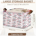 Prehistoric Friends Storage Basket Large 17x11.5x10.5 Inche- Collapsible Fabric Organizer Bin with Handles for Boys Room, Dinosaur Decor, Playroom - Decorative Hamper with Fossil Pattern - Single Pack