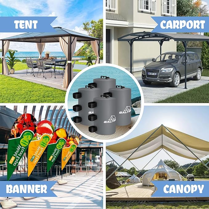 Canopy Water Weight Bag,176 LBS Water Tent Weights Set of 8 Leg Weights for Pop Up Canopy,Canopies,Tent,Gazebo,Gray