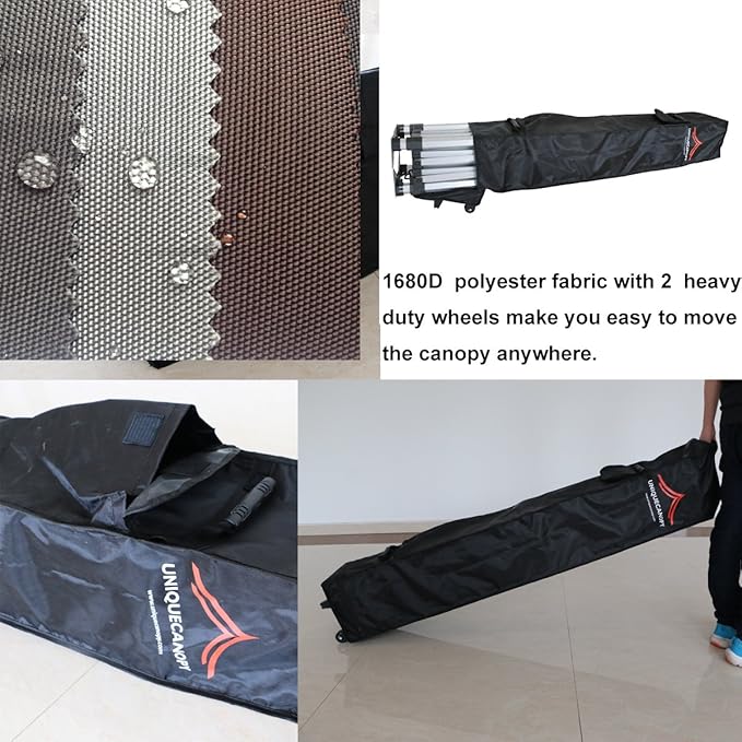 10'x10' Pop Up Canopy Tent Commercial Instant Shelter with Heavy Duty Roller Bag, 4 Canopy Sand Bags, 10x10 FT Black