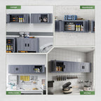 Small Wall Cabinet, Metal Garage Wall Mounted Storage Cabinets, Floating Garage Tool Cabinet with 2 Doors, Heavy-Duty Tool Organizer, Utility Wall Cabinet for Warehouse, Basement, Kitchen