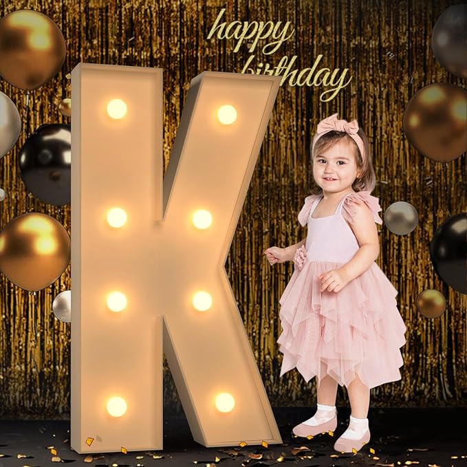 Marquee Letters 3 Feet Tall, 3FT Large Light up Letters K, Big Sign K with Warm White Light for Birthday Wedding Proposal Engagement Graduation Party Backdrop Decorations