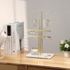 pickpiff Jewelry Stand Holder Organizer: 14.5" Sturdy Hanger for 80 Pcs Jewelry, Jewlery Tower for Display Necklace, Earring, Bracelet, Watch, Mirrored Gold