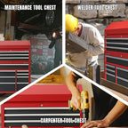 41-Inch Heavy-Duty Rolling Tool Chest Set - GSTANDARD 11-Drawer Steel Storage Cabinet for Garage, Warehouse & Workshop (Black/Red)