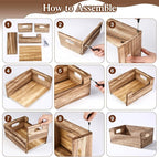 3 Pcs Decorative Wood Crates for Display, 3 Size Large Rustic Nesting Crates with Handles Farmhouse Wooden Box Basket Container