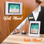 Anti Theft Tablet Security Stand - Wall / Table Mount Desktop iPad Kiosk Stand W/ Lock and Key, Restricted Pin-Hole, 90° Rotate - iPad, iPad Air, iPad Pro, Samsung Galaxy Tab A (2019) - Pyle PSPADLK15