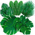 Decopom Palm Leaves Artificial Tropical Monstera-84Pcs 6 Kinds Large Small Green Fake Palm Leaf with Stems for Safari Jungle Hawaiian Luau Party Table Decoration Wedding Birthday Theme Party