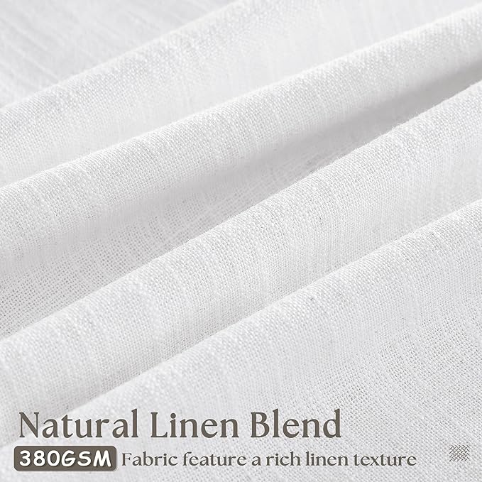 Extra Long Snow White Pinch Pleated 132 Inch Linen Curtains 2 Panels for Living Room Bedroom Memory Training Shaped Semi Sheer Pleat Drapes with Hooks Rings Light Filtering Window Curtain 40x132