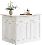 Tribesigns Bar Cabinet, L-Shaped Home Bar Table with Stemware Racks, 4-Tier Corner Bar Unit Liquor Wine Bar Table Reception Desk for Home Pub, White