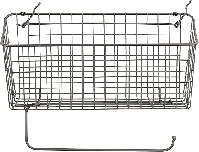Spectrum Diversified Pegboard/Wall Mount Basket and Paper Towel Holder, 5.5" L X 15.25" W, Industrial Gray (Pack of 5)