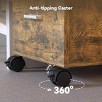 3 Drawer Mobile File Cabinet with Locking Casters,Rustic Brown,Fully Assembled Storage Cabinet with Drawers for Office & Home,18.9" L x 15.75" W x 22.05" H,220 lbs Capacity