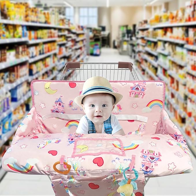 Shopping Cart Cover for Baby,2-in-1 High Chair Cover with Portable Cloth Bag,Cart Seat Pad for Babies Grocery Cushion Cover Restaurant,Suitable for All Supermarkets