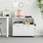 Mobile Filing Cabinet with Lock,Metal Lateral File cabinets Printer Stand with Storage Cabinets for Home Office,A4/F4/Letter (White)