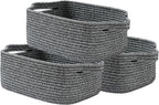 KALLAX Small Woven Basket, 14 x 10 x 5.6 Inches, Small Storage Baskets for Organizing, Gift Baskets Empty, Cute Rope Shelf Closet Storage Bins for Shelves, Dog Toy Basket, Mixed Black