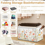 32L Large Storage Bins with Handles, Basket Organizer for Shelves, Closet, Books, Laundry & Home Decor (Flower Cluster)