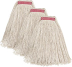 Matthew Cleaning 20oz 3Pack Cotton Floor Mop,Cotton Looped-Open String Heavy Duty String Refills, Universal Headband Blend,Mop Head Replacement for Home, Industrial and Commercial Use(White)