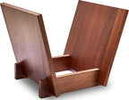 Honygebia Wooden Vinyl Record Holder - Wood Record Album Holder, V-Shaped Vinyl Record Storage Racks, Album Holders for Vinyl Records, Shelf for Storing Collection of 40 Premium LPs (Solid Sapele)