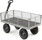 Gorilla Carts Steel Utility Cart, 7 Cu Ft Bed, 1000 lb Load Capacity, Gray – Towable Heavy-Duty Outdoor Hauling Wagon with Removable Side Panels for Yard, Lawn, Garden or Landscaping