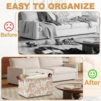 32L Large Storage Bins with Handles, Basket Organizer for Shelves, Closet, Books, Laundry & Home Decor (Colorful Rainbow)