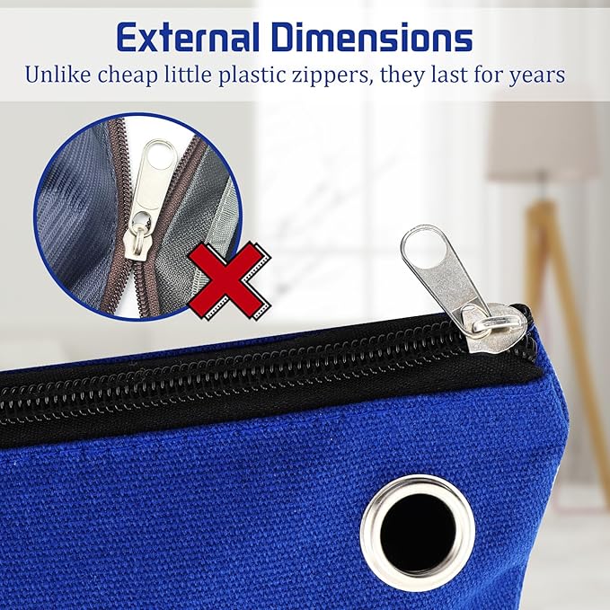 10 Pcs Interoffice Mailer Canvas Transit Sack Zipper Bag 18" x 14" Large Zipper Pouch with Grommet Interoffice Mail Bag (Blue)