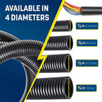 GS Power 1/4 Inch x 50ft Split Wire Loom Tubing, Split Cable Sleeve Cord Protector for Industrial Electrical Wires, Automotive Wire Cover Flexible, High Temperature Cable Conduit, Wrap