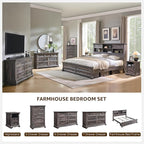 T4TREAM 24" Wide 3 Drawer Dressers, Farmhouse 26" Tall Bedside Side Table with 3 Drawers, Wooden Side Table with Roman Column, End Table for Bedroom, Living Room, Hallway, Dark Rustic Oak