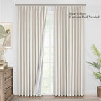 Vision Home Natural Pinch Pleated Full Blackout Curtains Linen Blended Room Darkening Window Curtains 63 inch for Living Room Bedroom Thermal Insulated Pinch Pleat Drapes with Hooks 1 Panel 60"Wx63"L