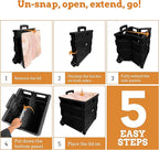 Inspired Living Collapsible Ultra-Slim Pack-N-Roll,2 Wheel Utility Cart w/Lid Used as Seat up to 250 Lbs, Telescopic Handle, Super Strong, for Home,Garden,Shopping,Office,School, Large, Pink Marble