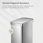EKO Hudson Slim 50L / 13.2 Gallon Kitchen Trash Can with Lid, Stainless Steel Step Garbage Can for Kitchen or Home, Space-Saving Garbage Can with Soft Close Lid, Stay-Open, Liner Ring, Handle