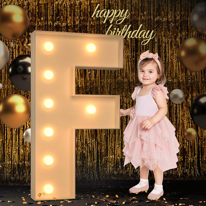 Marquee Letters 3 Feet Tall, 3FT Large Light up Letters F, Big Sign F with Warm White Light for Birthday Wedding Proposal Engagement Graduation Party Backdrop Decorations