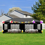 10x20 FT Party Tent, Outdoor Wedding Tents for Parties, Canopy Event Tent with 6 Removable Sidewalls, Waterproof Gazebo Shelter for Birthday Parties, Weddings, BBQs & Events (10X20FT-6Sides Black)