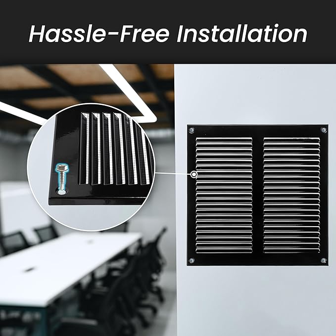 Repa Market Air Vent Cover 16x16 Inch (Outer Dimensions) White Galvanized Steel Louvered Grill Cover with Mesh Screen/Wall or Ceiling Vent/HVAC Register for Indoor and Outdoor Ventilation