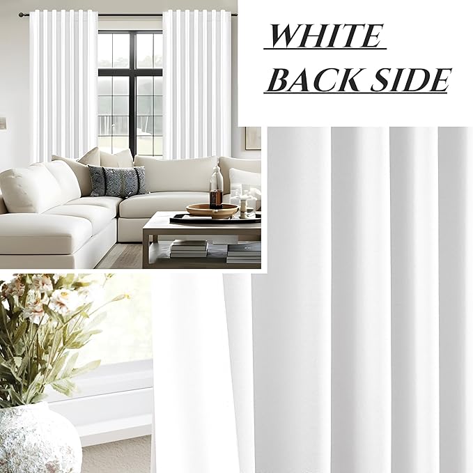 BrightWhite Lush Decor Curtains for 104-106 Inch Windows 2 Panel Sets, 105 Inches Curtains for Bedroom Black Out, Linen Drapes Back Tab Rod Pocket Custom Length (W50 xL105)