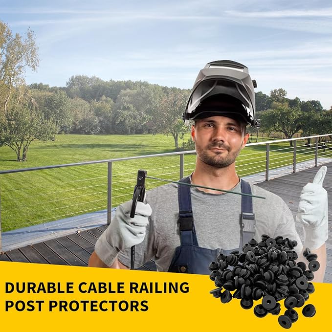 100Pack Rubber Cable Railing Grommets for 1/8" 5/32" 3/16" Cables for Wood/Metal Cable Railing Posts, 1/8" Level line Cable Railing Grommet,Cable Railing kit for Metal Posts……