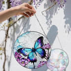 8 Inch Stained Glass Suncatcher Ornament, DOUHASU Butterfly Sun Catchers Indoor Window, Stained Glass Window Hanging, Home Decor, Butterfly Lovers Gifts for Her, Women, Mom, Grandma, Friend