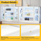 Display Cabinet with Acrylic Glass Doors,Extra Wide Curio Cabinet with LED Lighting for Collectibles, Collectibles Toy Organizers Rack & Display Shelf Display Case, White