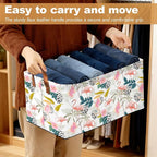 Storage Bin with Handles, Forest Pink Flamingo Collapsible Laundry Baskets for Books, Laundry - Use in Nursery, Closet Organizers and Storage, Blanket Basket