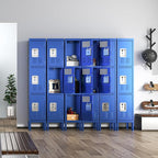 3 Doors Locker for Employees, Metal Locker Storage Cabinet for Home Office School Gym, Lockable, Require Assembly(Blue)