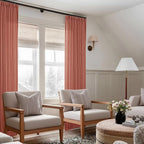 Red Clay Linen Pinch Pleated Curtains 108 Inches Long 2 Panels for Living Room Bedroom Light Filtering Drapes 108 Inch Length Terracotta Autumn Fall Semi Sheer Memory Trained Ceiling Floor Curtain