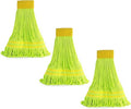Matthew Cleaning Microfiber String Mop Heavy Duty Commercial Wet Mop Head Replacement,Excellent Absorbency,Premium Launderability,Reusable for Home,Commercial and Industrial Use(Green,3Pack)