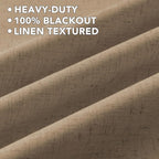 H.VERSAILTEX Linen Curtains 100% Blackout Curtains for Bedroom 102 inch Long Full Light Blocking Nature Linen Blended Window Curtains for Living Room Nickel Grommet (2 Panels, Heathered Macchiato)