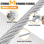 AHEONLAR 1000FT 1/8" T316 Stainless Steel Cable for Railing,7x7 Wire Rope with Cutter,1850 lb Breaking Strength,Deck Stair Fence Hardware Kit for Indoor Outdoor Use,Silver