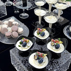 8PCS Buffet Risers Display Stands with 8PCS Mini Signs,Acrylic Cube Display Risers with Hollow Bottom, 2Sets (6, 6.5, 7, 8)" (Transparent, 2 Sets ( 6'',6.5'',7'',8'' ))