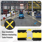 Driveway Cord Protector Ramp 36.3"×19.7"×2", 40000 lbs Heavy Duty Rubber Outdoor Extension Cable Wire Hose Cover 5 Channels Slow Down Speed Bump for High Traffic Driveway Road
