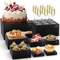 8 Pcs Buffet Food Risers, Large Acrylic Dessert Cupcake Table Stands Fruit Display Shelf Catering Supply Party Jewelry Show Decor Risers Cube Box Nesting Black （11",10", 8", 7",6",5",4", 4"
