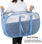 Pop Up Laundry Hamper，with Durable Handles collapsible laundry basket，Easy to Open and Fold for college Dorm,kids room，travel (Blue)…