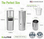 Alpine Stainless Steel Disinfecting Wipes Dispenser Floor Stand - Large Capacity Gym Wipes Dispenser with Trash Can, Smudge Resistant Coating Sanitizing Stand - Disinfectant Wipes Container Included